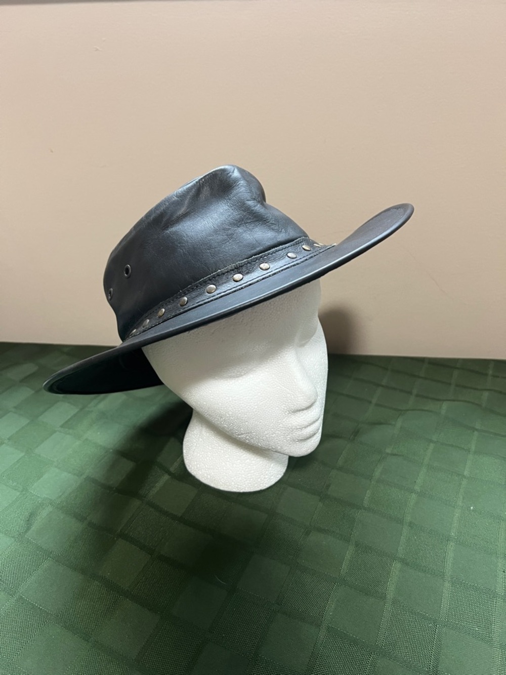 Men's Black Leather Outback Hat - Classic Ranch Style - Picture 15 of 15